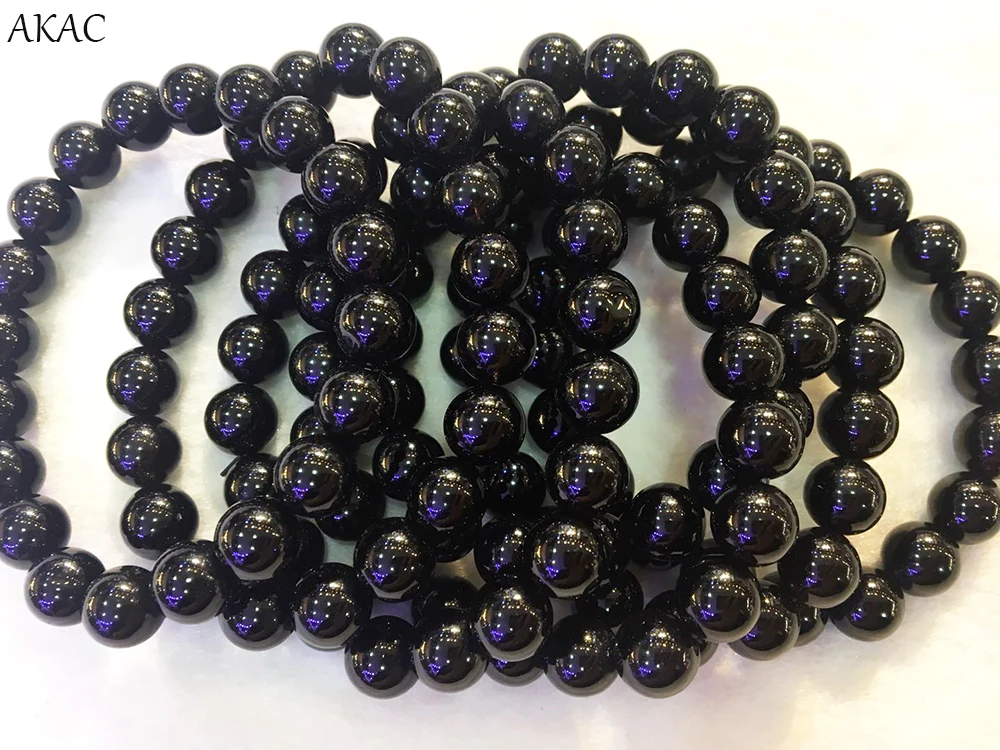 Натуральный черный кварц morion кристалл браслет свободные бусины для женщин и мужчин браслет 9,5-10 мм