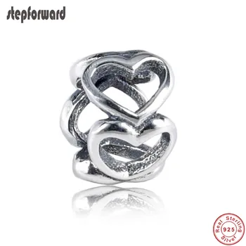 

STEP FORWARD New Arrival High Quality Simple Hollow 925 Sterling Silver Heart Spacer Charm Fitting European Famous Bracelet
