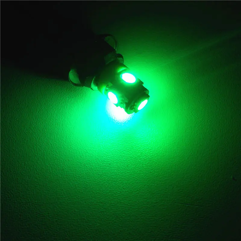 12V светодиодный зеленый цвет автомобильная лампа T10(5*5050 SMD)W5W W2.1X9.5d для сигнала Топ