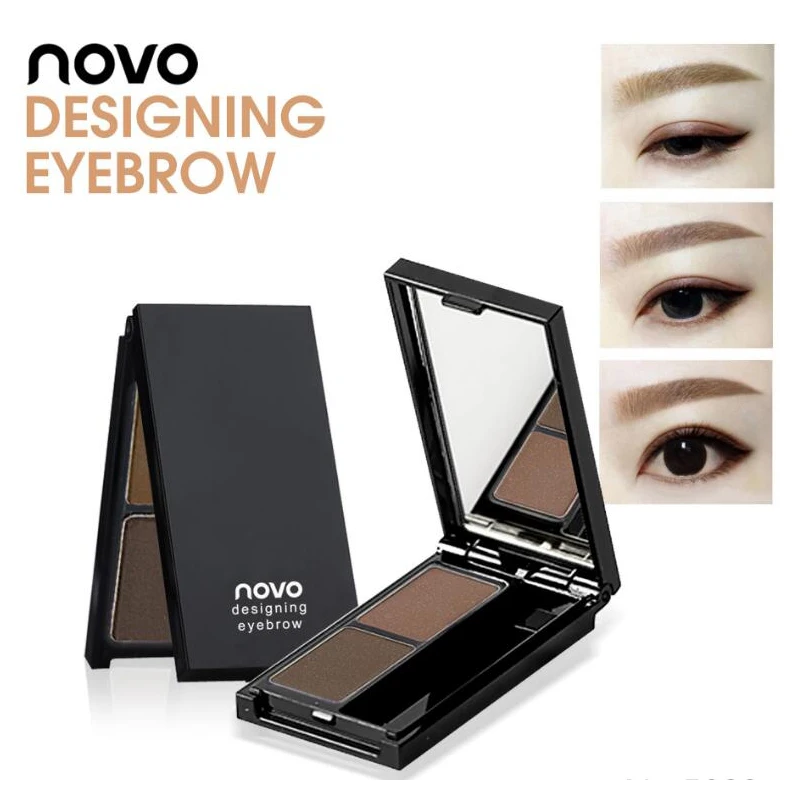 

NOVO 2 Colors Eyebrow Powder Eyebrow Enhancer Eye Shadow Palette + Brush Professional Makeup Cosmetics Beauty kit