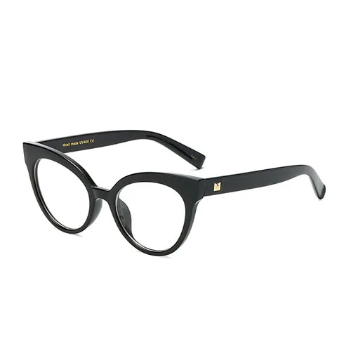 HBK женские очки кошачий глаз оправа для женщин новые модные брендовые дизайнерские оптические очки прозрачные компьютерные очки - Цвет оправы: C1 Glossyblack.Clear