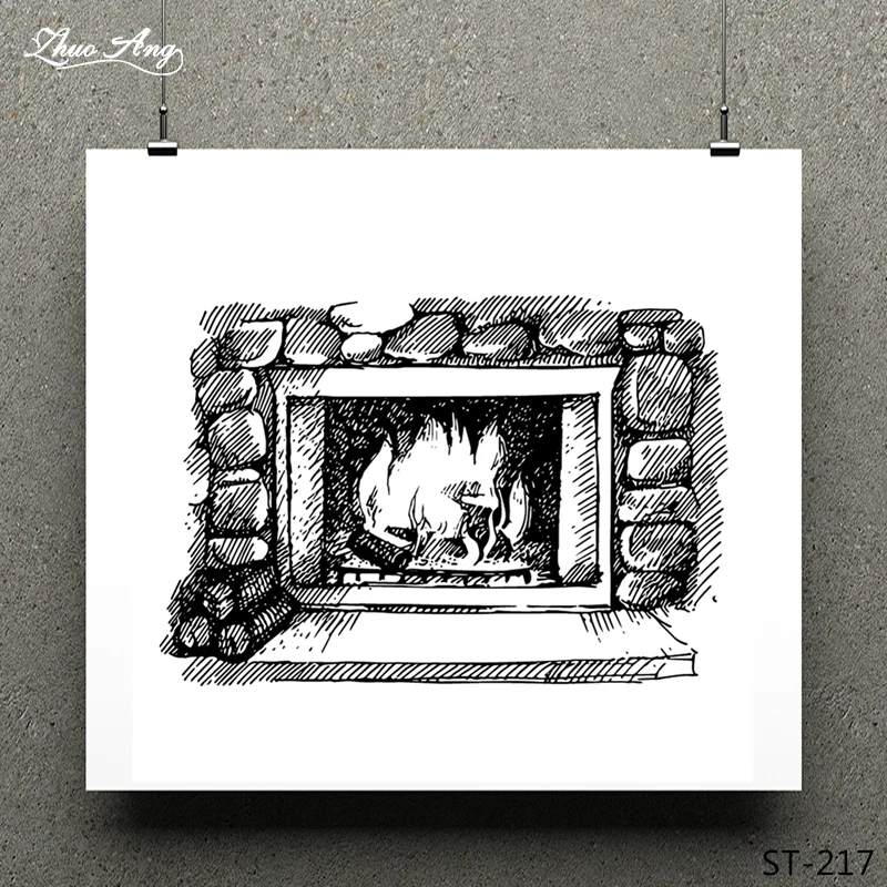 

ZhuoAng Warm fireplace Clear Stamp for Scrapbooking Rubber Stamp Seal Paper Craft Clear Stamps Card Making