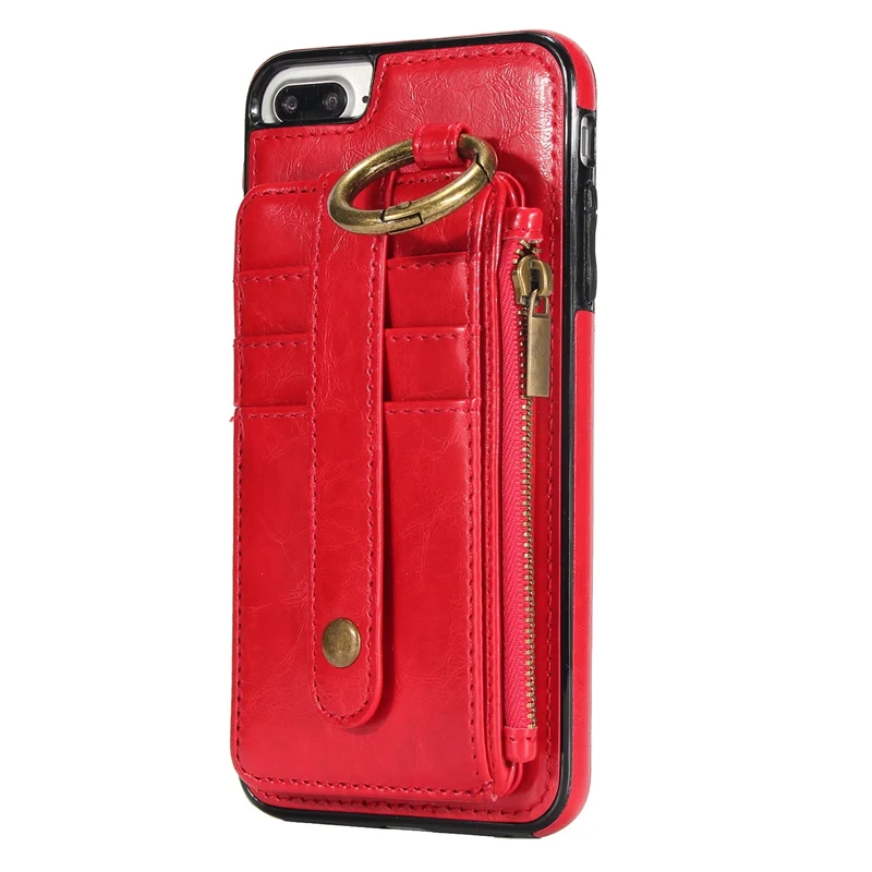Чехол Telefoon Hoes для iPhone X XS Max, 2 в 1, Магнитный кошелек, съемный кожаный чехол для iPhone 6, 6 S, 7, 8 Plus, 5S, на молнии - Цвет: Красный