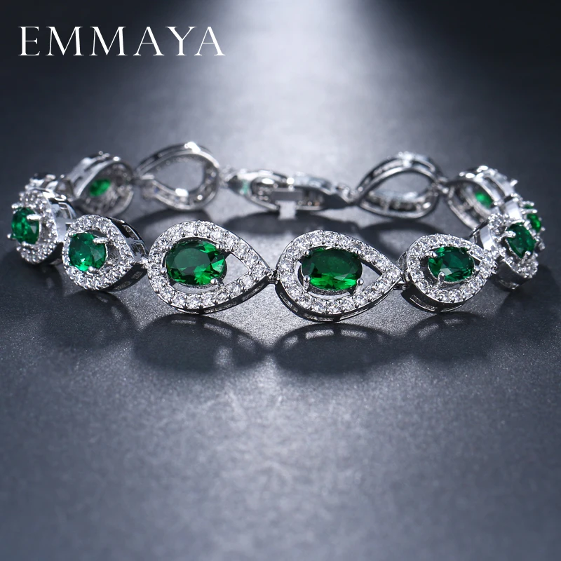 Женские браслеты с зеленым кристаллом EMMAYA свадебные украшения из камней