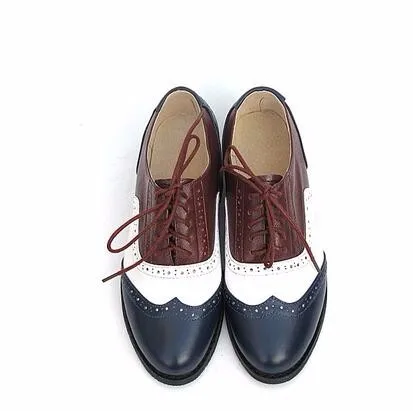 Винтажные Туфли-оксфорды из натуральной кожи в британском стиле; женская повседневная обувь на плоской подошве со шнуровкой в стиле ретро; женские туфли разных цветов; большие размеры
