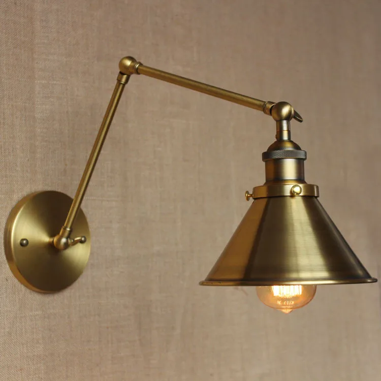 

LOFT Retro Wall Lamp Iron E27 Vintage Wall Light Bronze Lampshade 2 Adjustable Arms Sconce Bedroom Lighting WWL029