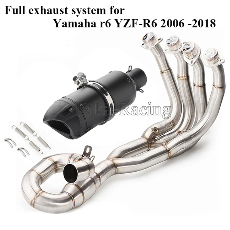 

YZF-R6 Motorcycle Exhaust muffler Full system Front header Mid link Pipe Slip-on + Tail for Yamaha YZF R6 2006-2016 2017 2018