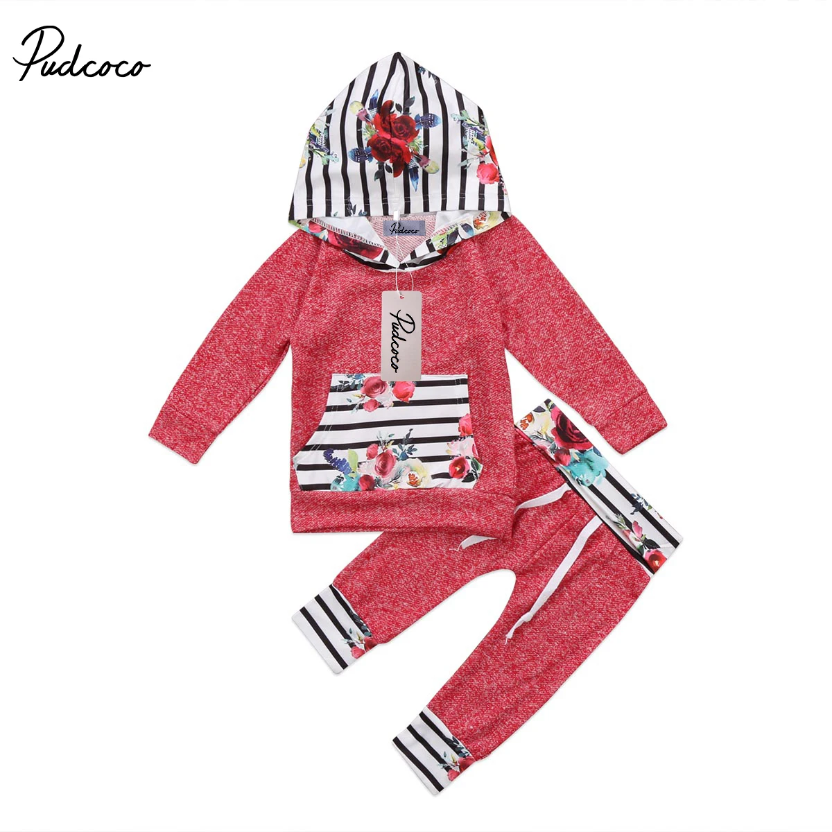 

Fashion Toddler Baby Kids Boys Girls Hooded Tops Pants 2Pcs Outfits Set Clothes