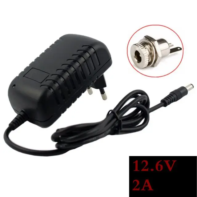 1PCS 12,6 V 2A 18650 литиевая батарея зарядное устройство для 12V 3 серии литий-ионная батарея полимерная смарт-зарядное устройство 18650 аккумулятор 5,5 мм x 2,1 мм DC - Цвет: 1PCS