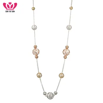 

Mix Color Round Hollow Crystal Ball Pendant Chain Necklace Women Long Chains Sweater Necklace Fashion Collier Jewelry 2020 Gifts