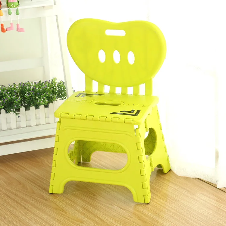Multifunctional folding stool plastic backrest portable home chair creative kindergarten small stool children's furniture