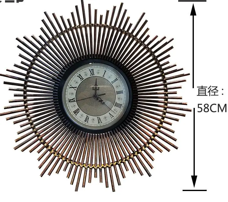 Антикварные настенные часы винтажные бамбуковые и деревянные рамки настенные часы Античный цвет настенные украшения кварцевые Ретро Настенные Часы - Цвет: STYLE 2