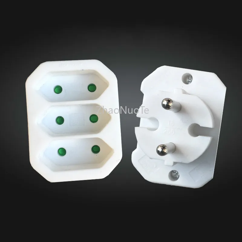 

2pcs One To Three Socket Turns German standard Two Round Plug Eu Standard Three Holes Socket 2.5 A