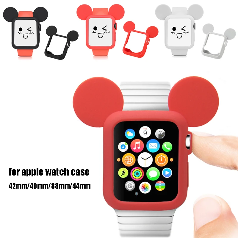 Мультяшные часы «Микки» чехол для apple watch case 4 40 мм и для apple watch 38мм Защитная крышка экрана для iwatch 44/42 мм серия 3 2 1