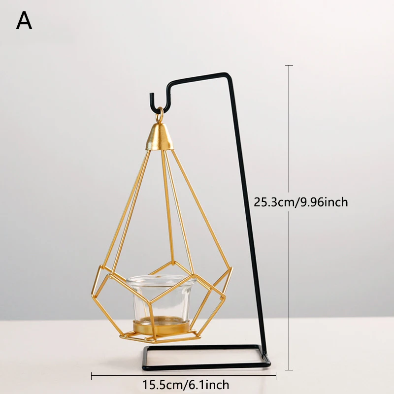 Скандинавская Геометрическая железная художественная ваза Золотая стеклянная ваза Подсвечник для чашки цветочный горшок домашние свадебные украшения, аксессуары - Цвет: A