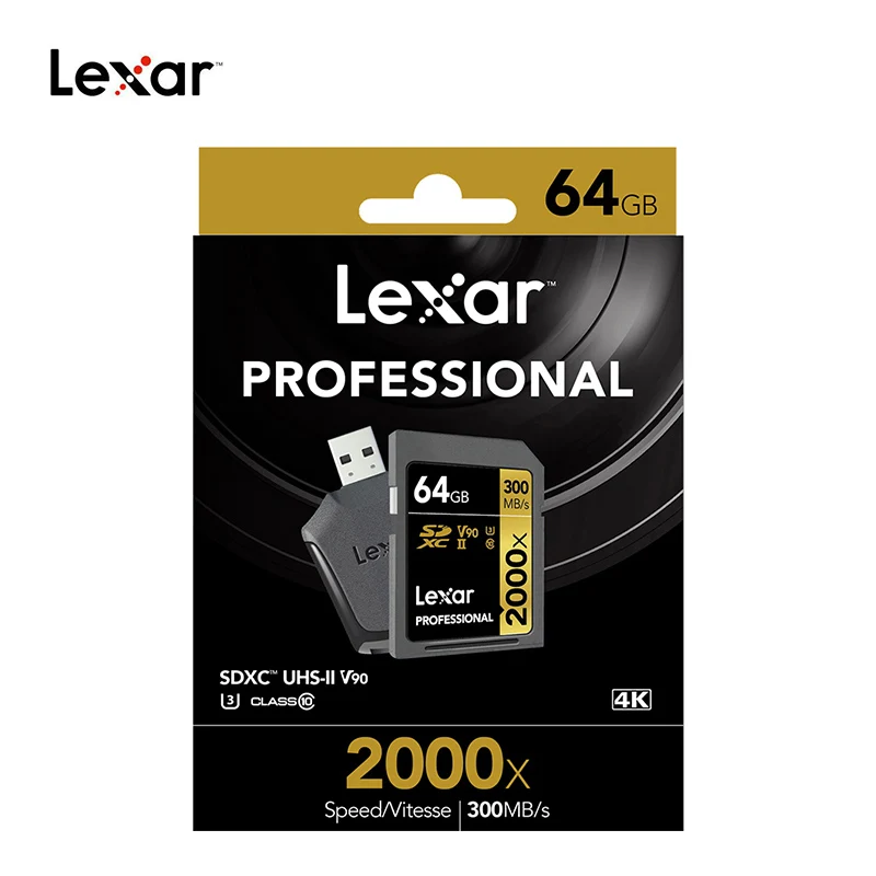 Карта памяти Lexar 2000X 32 64 128 Гб класс 10 U3 V90 4K SD карта 32 Гб 128 Гб 64 Гб 300 МБ флеш-карта SD память для камеры SDXC SDHC
