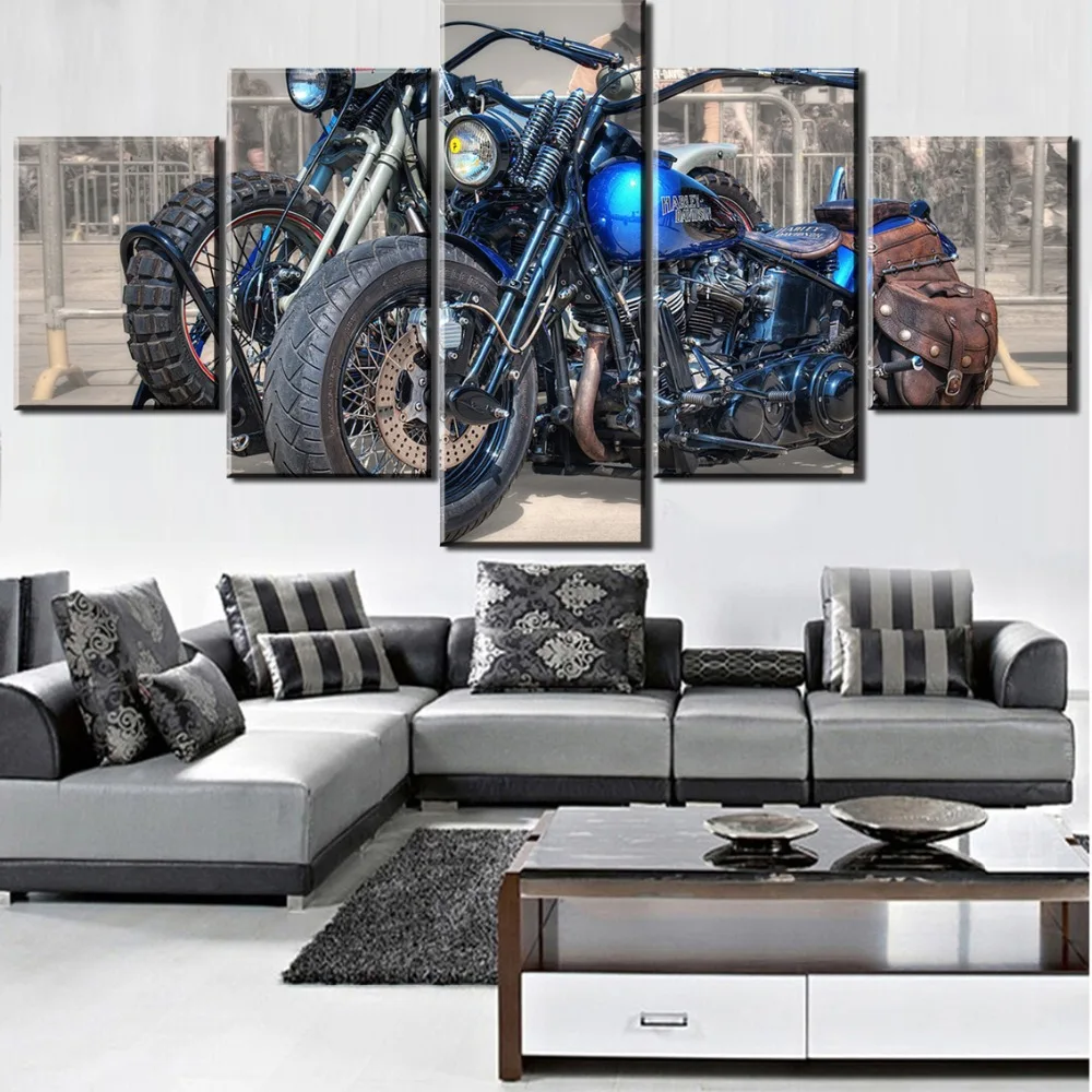 

5 Pieces HD Print Painting Motorcycle Painting Canvas Wall Art Picture Home Decoration Living Room Canvas Painting Decor