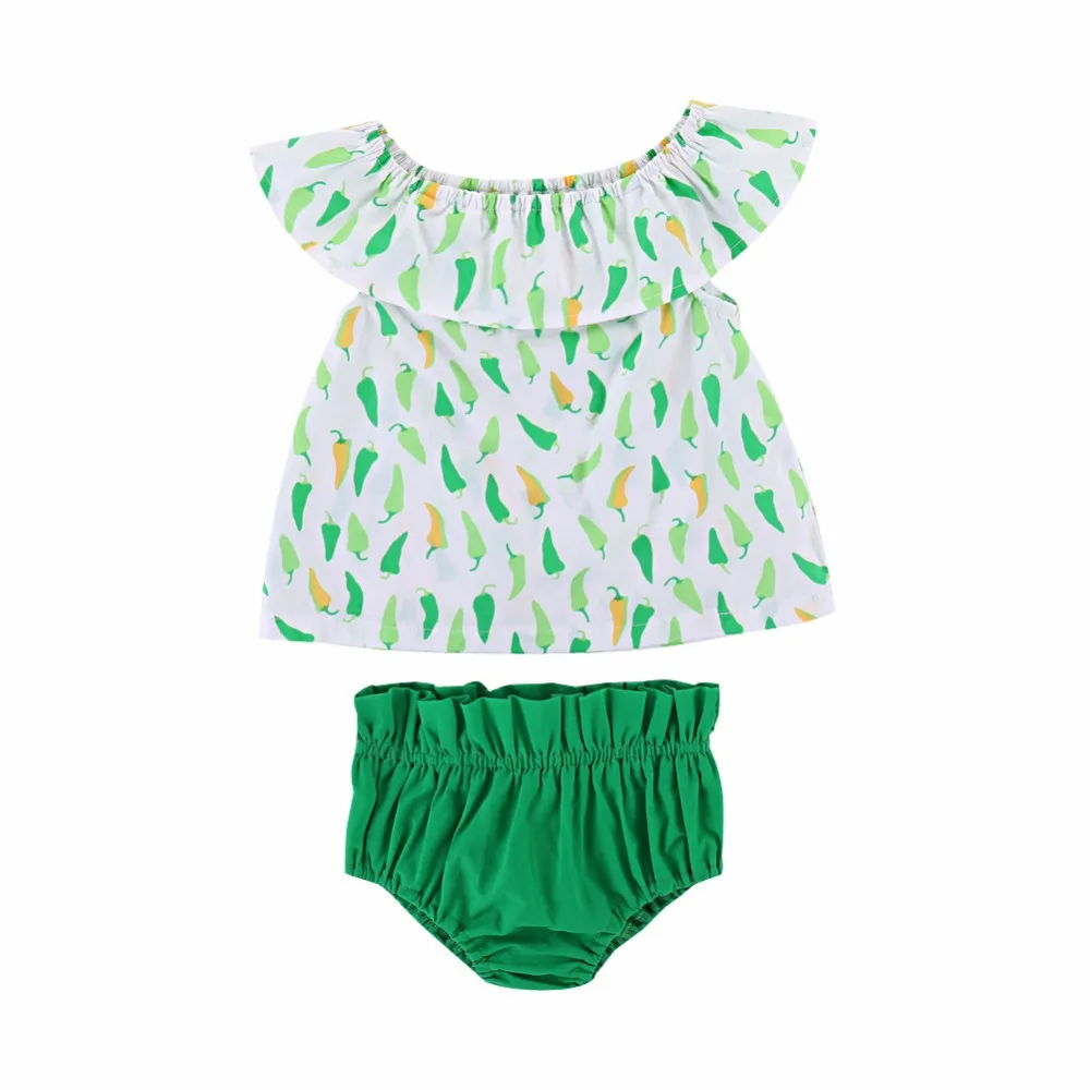 2018 Baby Clothes Set Baby Girl Summer Outfits Green Little Peppers