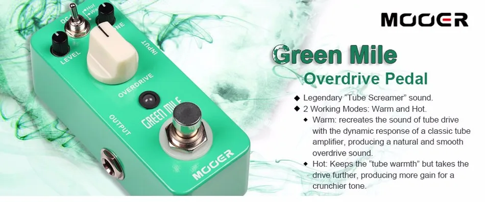 Педаль эффектов MOOER Green Mile True Bypass Overdrive/педаль электрогитары