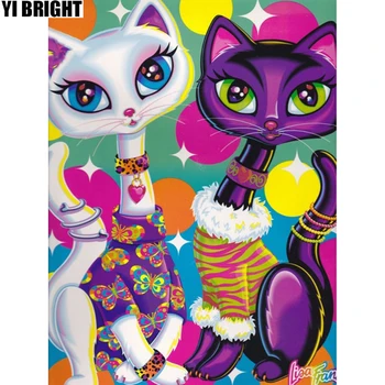 

DIY diamond painting 100% full round diamond rhinestone pasted paiting unfinished diamond embroidery "cartoon cat lovers" KBL