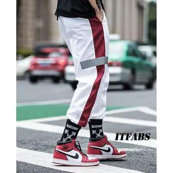 

Men Gym Sports Pants Hip Hop Jogging Joggers Sweatpants Casual Trousers Hip hop men's Reflective Pants