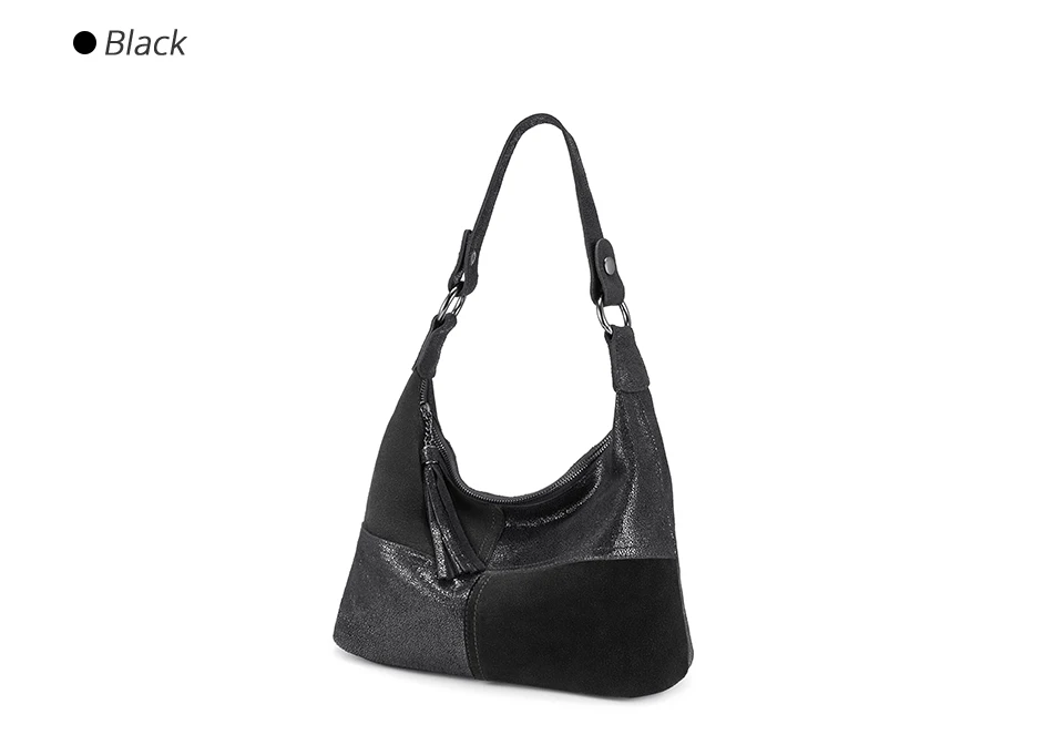 REALER Женская сумка Хобо, сумка из натуральной кожи для женщин, Лоскутная сумка через плечо с кисточкой, роскошная дизайнерская сумочка