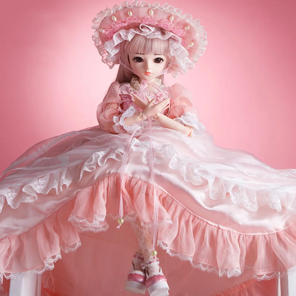 

1/3 Bebe Reborn Dolls 18 Joints 60CM BJD Silicone Dolls Reborn Makeup Doll Beautiful Princess SD Pink Toys for Girls