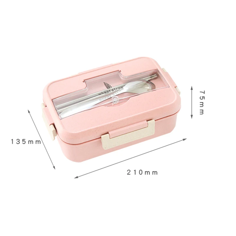 Small Leak-Proof Wheat Straw Lunchbox For Kids Student Food Storage Container Japanese Plastic Bento Lunch Box Accessories Set