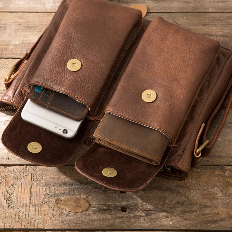 AETOO Original Retro Men's Leather Handbag First-Handed Cowhide Shoulder Skip Mailman Bag Casual IPAD Men's Bag