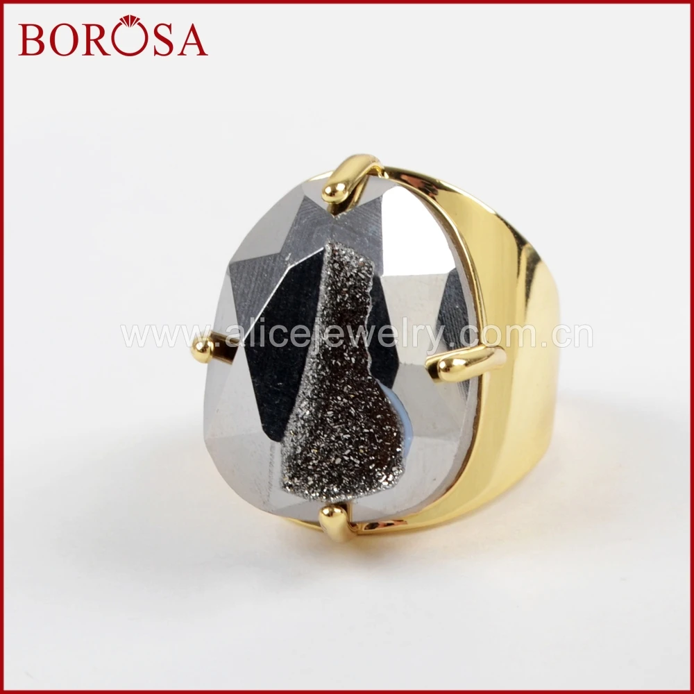 BOROSA 5 шт. оптовая продажа Золотое кольцо в форме яйца с когтями из титана