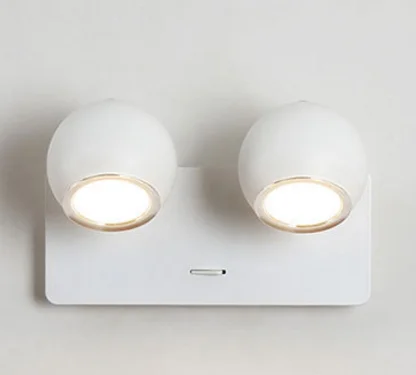 Современный светодиодный деревянный настенный светильник, регулируемый угол, металлический абажур, лампа для чтения, прикроватный светильник для отеля, скандинавские вращающиеся настенные бра, светильник - Цвет абажура: white double