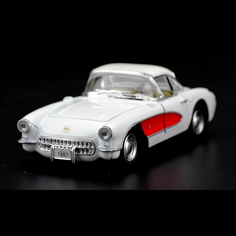 Kinsmart 1:34 1957 Chevrolet Corvette Classic Car Alloy Diecast Car Model Toy With Pull Back For Children Gifts Toy Collection