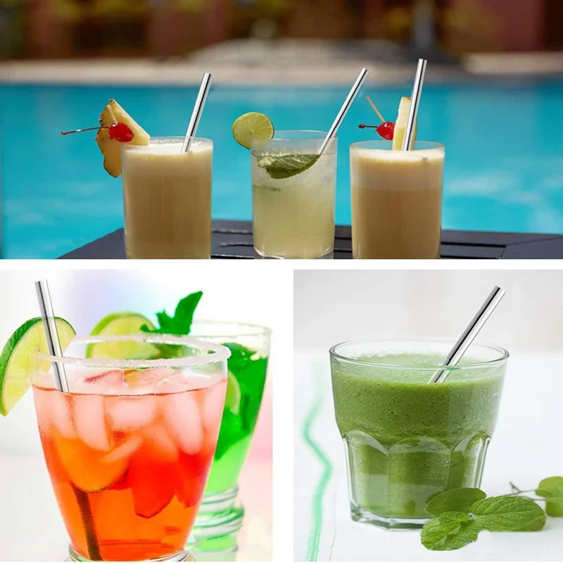 Portable Reusable Drinking Straws Telescopic Stainless Steel Straw With Aluminum Case And Cleaning Brush for Outdoor Travel