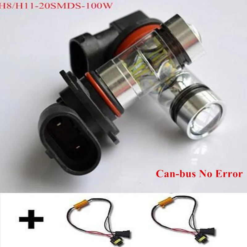 Белые чипы Cree 100 Вт Автомобильные светодиодные ходовые огни H11 H8 без ошибок фары