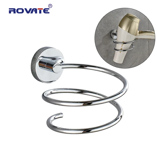 Rovate Bathroom Hair Dryer Holder Stainless Steel Wall Mounted Rovate Bathroom Hair Dryer Holder Stainless Steel Wall Mounted Shelving Shelf Chrome Hairdryer Accessories