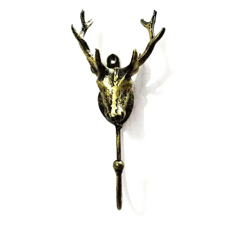 Adeeing Bronze Deer Wall Mount Coat Hooks Shabby Chic Metal Deer Head