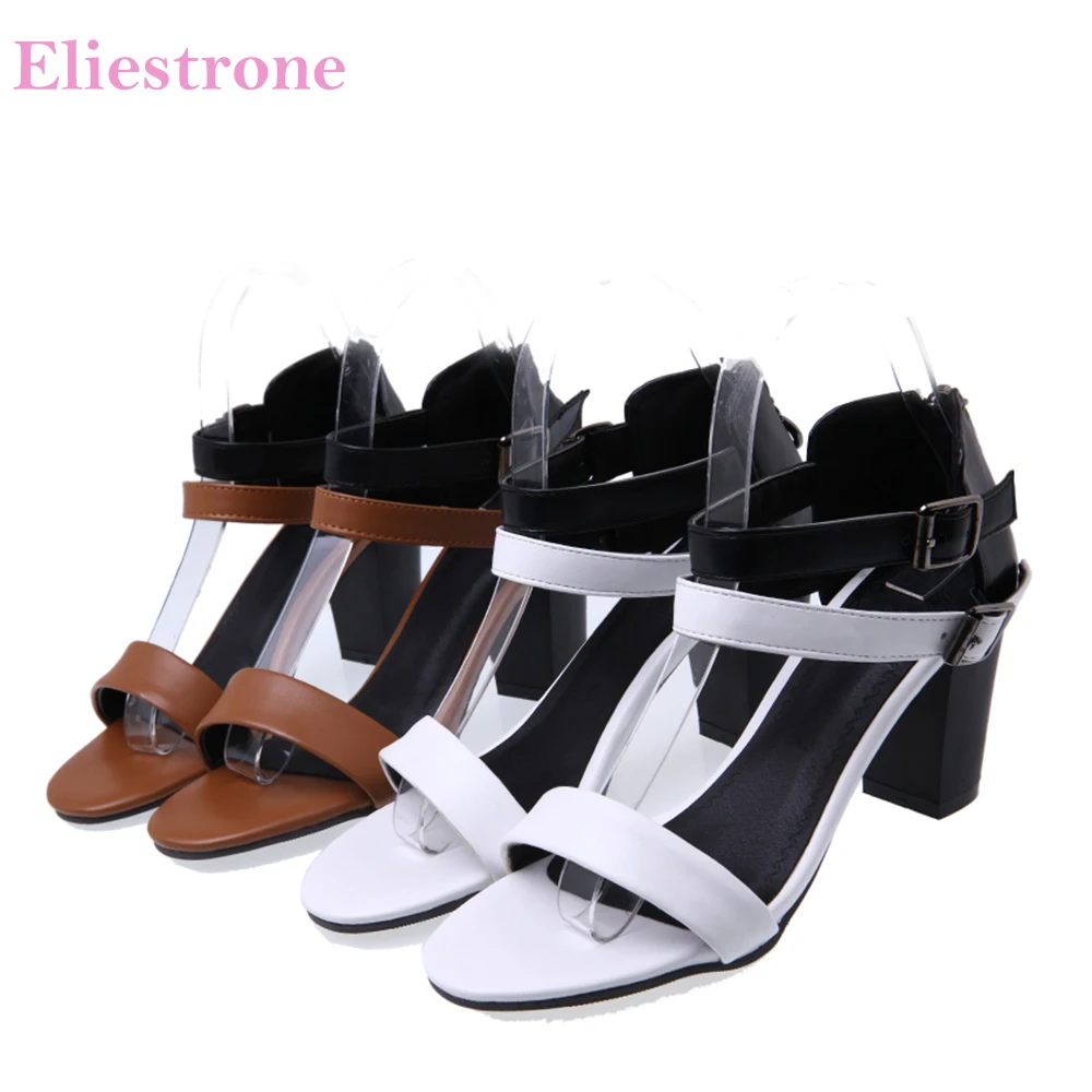 

Brand New Sales Summer Sexy White Brown Women Office Sandals Fashion Lady Party Shoes High Heel SH319 Plus Big Size 10 33 45