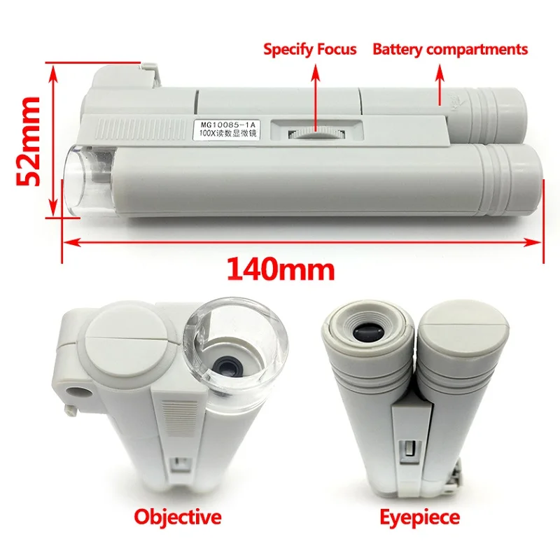 Портативный карманный микроскоп 40X 80X 100X 150X белый мини-Лупа весы для чтения складная увеличительная лупа со светодиодный подсветкой