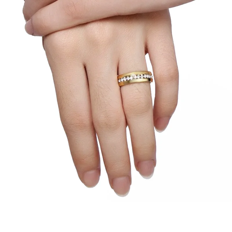 Золотой цвет CZ циркон палец кольцо набор обручальные кольца пары подарок для женщин и мужчин ювелирные изделия