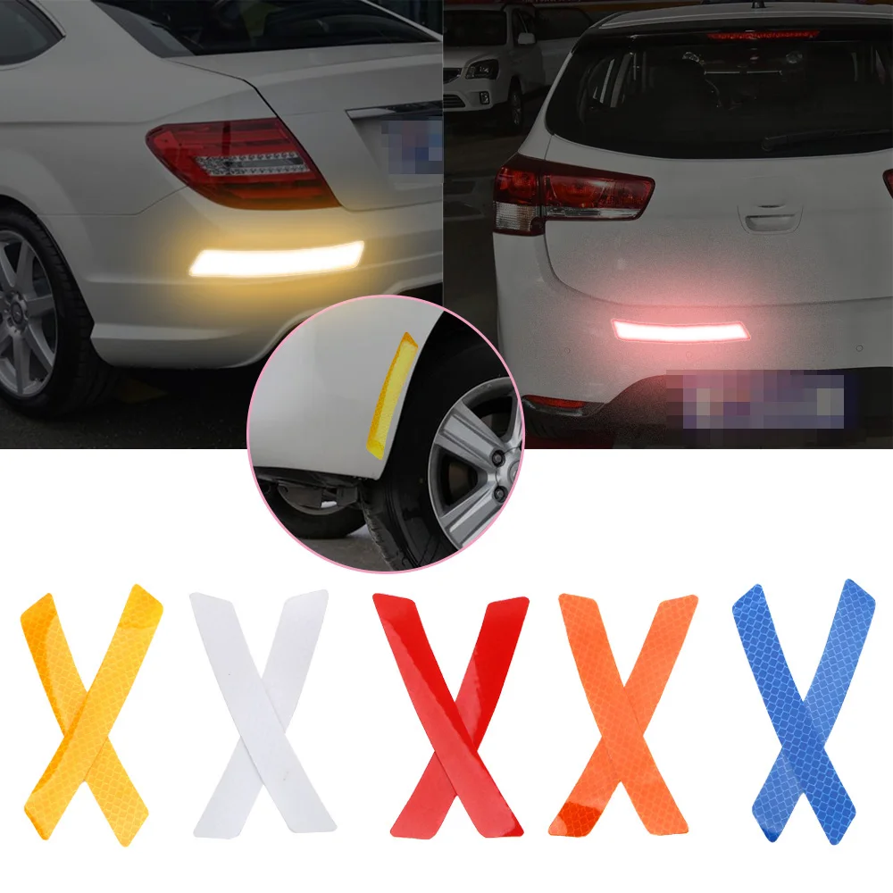 

2Pcs Safety Warning Light Reflector Protective Sticker Car Wheel Rim Eyebrow Reflective Warning Strip Stickers