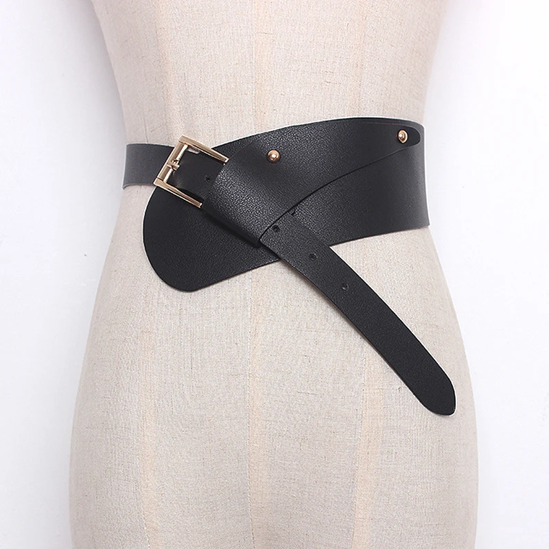 Fashion Geometric leisure causal belts woman leather wide elastic belts