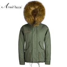 Европа и Америка модные Повседневное большой мех енота с капюшоном M-4XL большой Размеры мужчин Куртки коричневый мех верхняя одежда