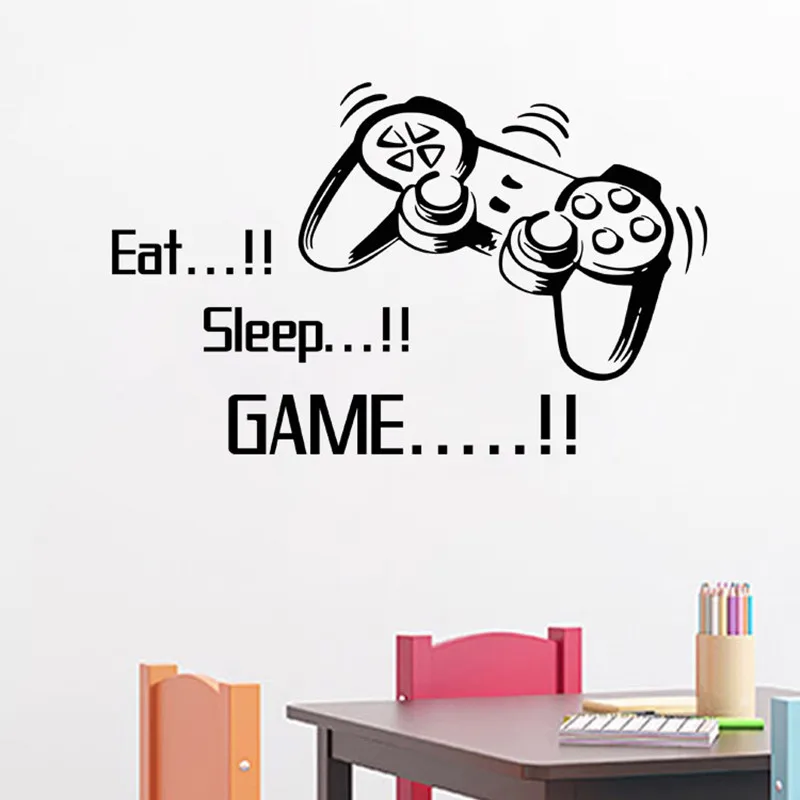 Us 7 9 Eat Sleep Game Vinyl Art Wall Papers Hot Sale Gamer Xbox Ps3 Boys Bedroom Letter Quotes Home Decoration Wall Decal Y 234 In Wall Stickers