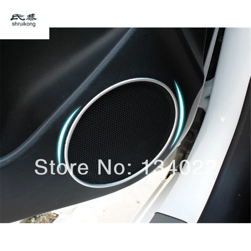 

Free Shipping car stickers for 2011 2012 2013 Kia RIO K2 ABS Chrome trim speaker ring interior decoration ring sticker