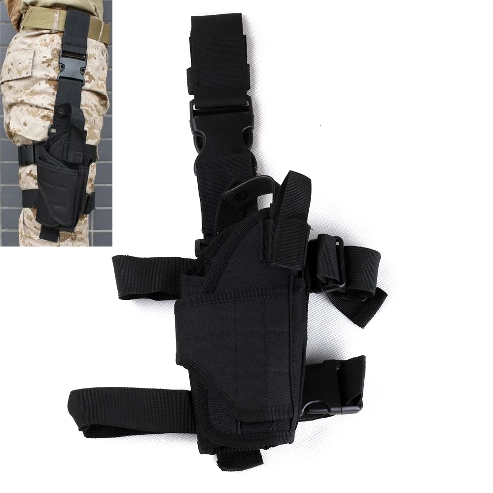 

ohhunt Hunting Adjustable Tactical Pistol Gun Drop Leg Thigh Holster Pouch Holder with Mag Pouch Right Hand Black