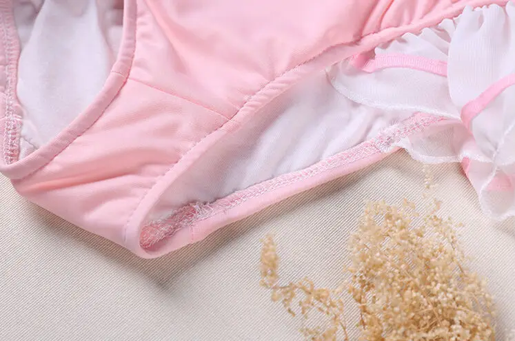Japanese Soft Girl Sweey Style White Ruffles Kawayii Pink Bodysuits With Bowknot Sexy Sleeveless Bodycon Beach Swimwear Women4