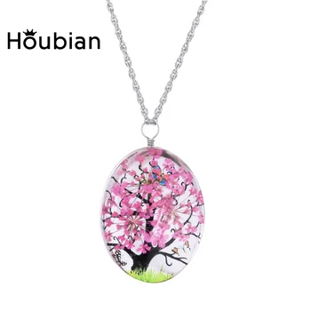 

Houbian Butterfly Glass Dried Flower Necklace, Fresh Life Trunks Flower Necklace Jewelry Wholesale