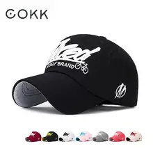 COKK Snapback Головные уборы, бейсболки для женщин и мужчин, унисекс, Изогнутые Козырьки, шапка для папы, Женская Регулируемая Мужская кепка с вышитыми буквами Kpop Gorras