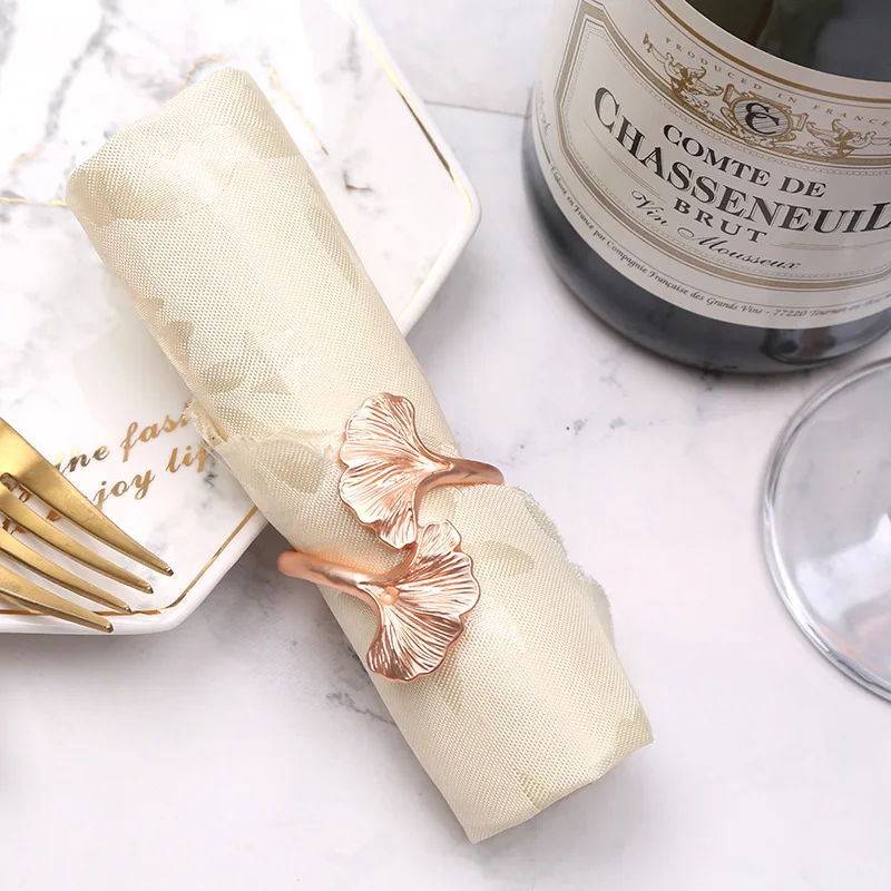

6pcs 3D creative hollow leaf napkin buckle wedding hotel napkin ring tableware napkin ring set decoration