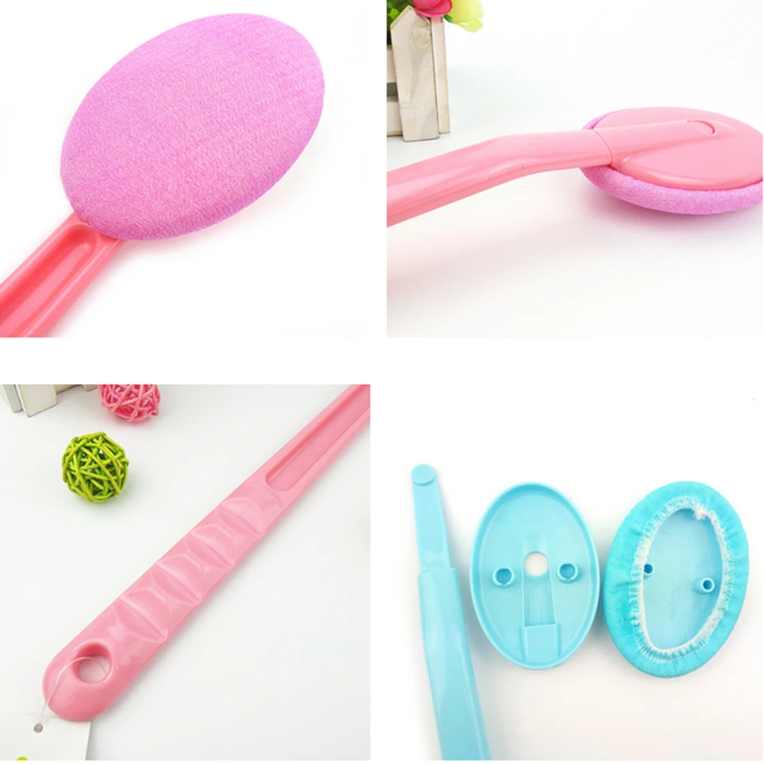Long Handled Round Back Feet Body Rubs And Massage Bath Exfoliation Brush Easy Lotion Applicator